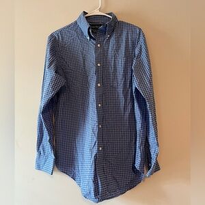 Lauren Ralph Lauren Blue Plaid Non Iron Classic Fit Cotton Casual Shirt size 15